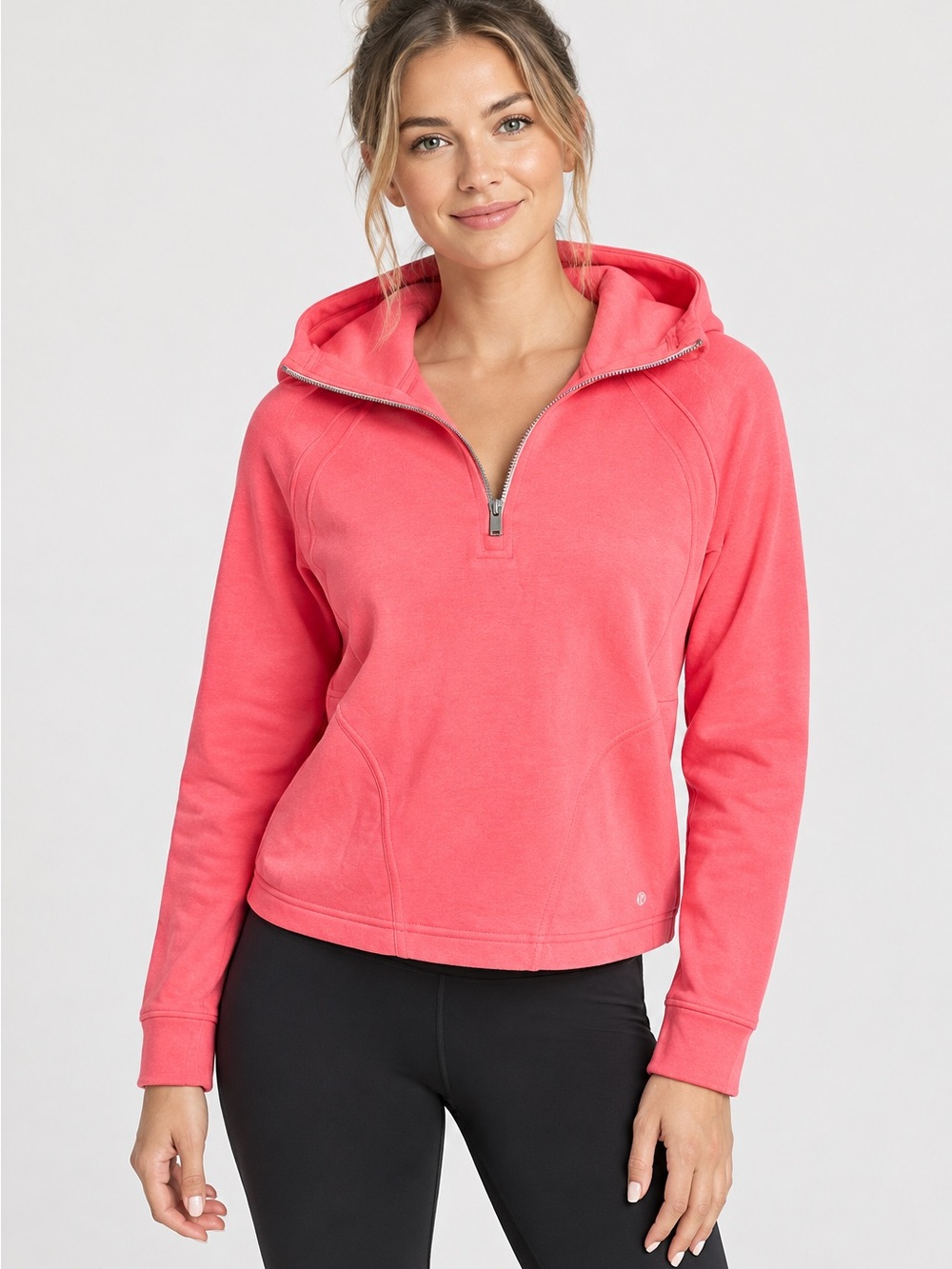 Women's Coral Half-Zip Hooded Pullover
